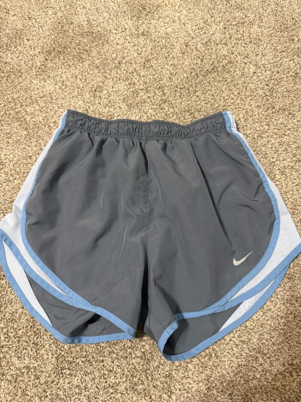 Women's Grey Nike Running Shorts with Light Blue Lining